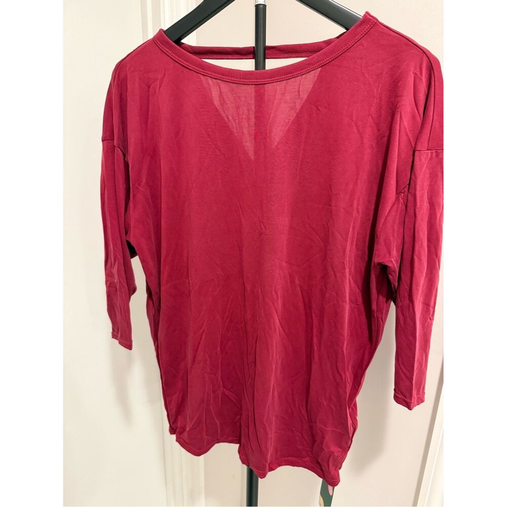 HALARA Relaxed Boatneck Long Sleeve Top - Wine Red